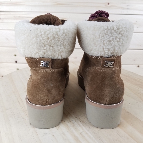 Sam Edelman Franc 6 US Hiking Trail Boot Booties Faux Shearling Trim Lace-up NEW - Picture 4 of 12